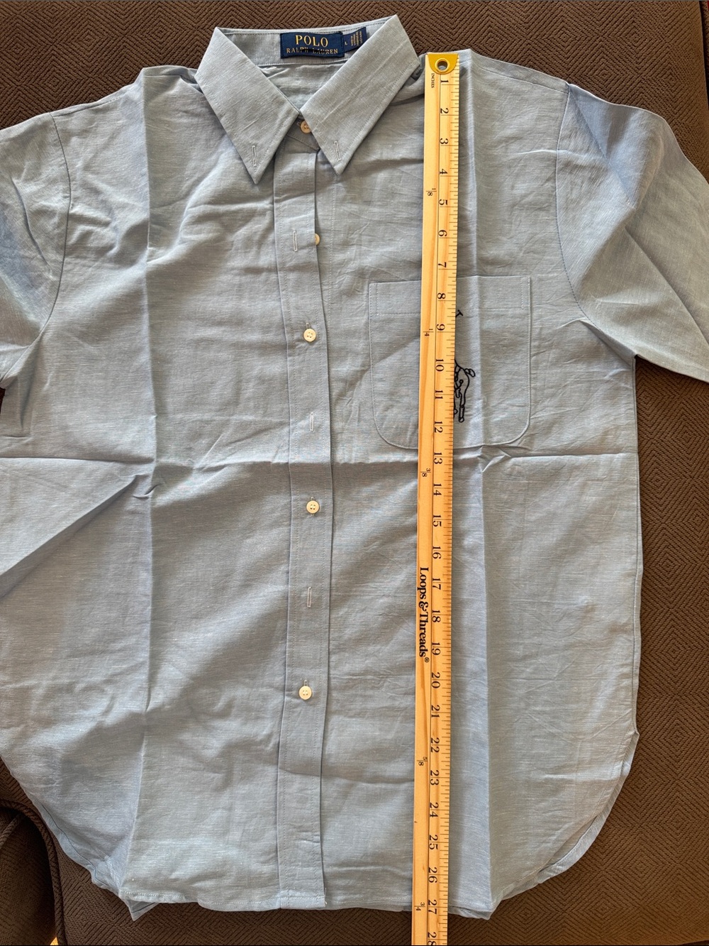 Polo by Ralph Lauren Light Blue Button-Down Shirt with Embroidered Pony Pocket - Picture 7 of 7